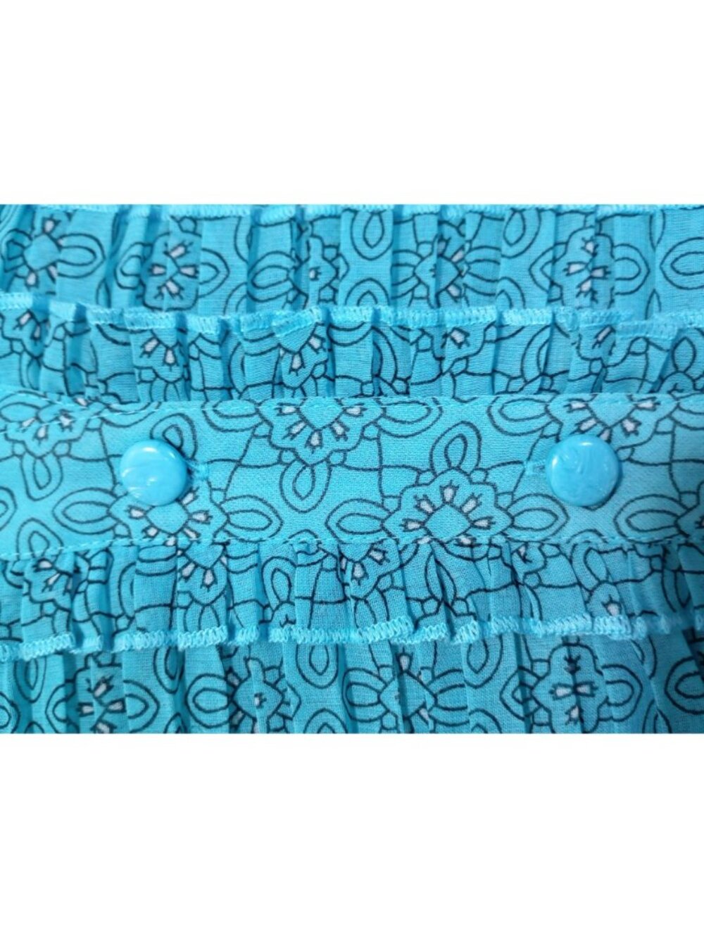 APT. 9 Womens XL Sleeveless Floral Ruffle Button-Down Blouse Sheer Teal Blue - Picture 7 of 8